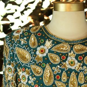 Emerald Laurence Kazar S/S Embellished Dress